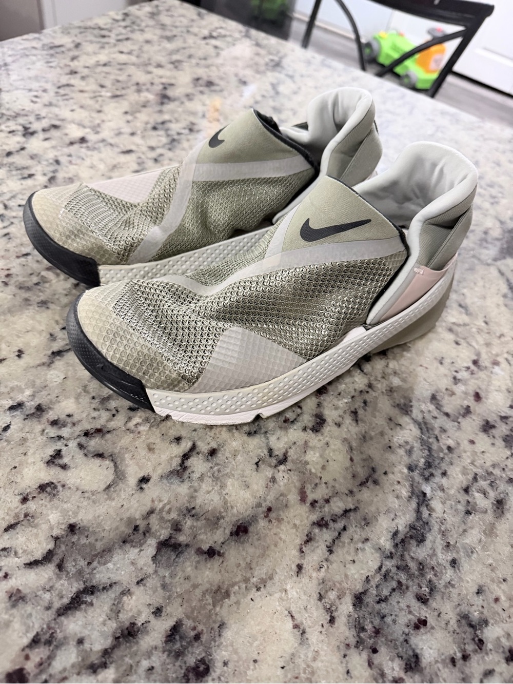 Nike Slip-On Sneakers in Olive Green, White and Black